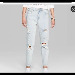 Women's Super-High Rise Distressed Mom Jeans - Wild Fable™ Light Wash